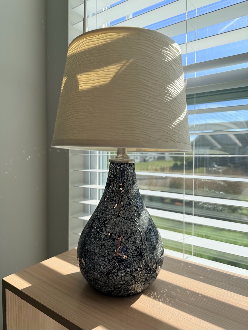 Crackled Glass Lamp - Medium Size - 8 Watt LED/60 Watt Incandescent Bulb (EUC)